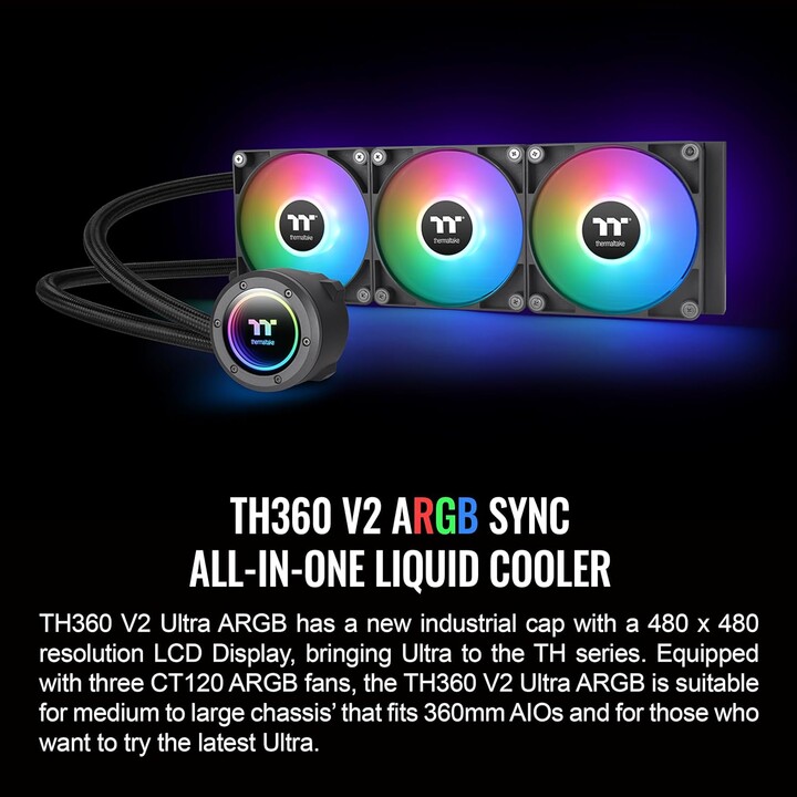 K Cooler Water Cooling Thermaltake TH360 ARGB Sync V2 CPU All-in-One Liquid Cooler