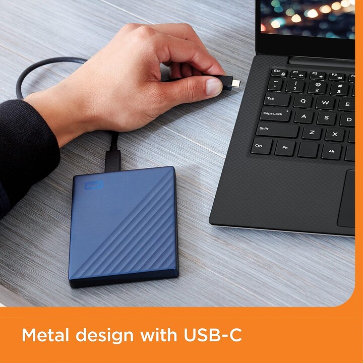 Disco duro externo portátil WD My Passport Ultra de 6 TB, color azul, USB-C/USB3.0, 6,35 cm, 2,5 pulgadas, acabado metálico, RTL