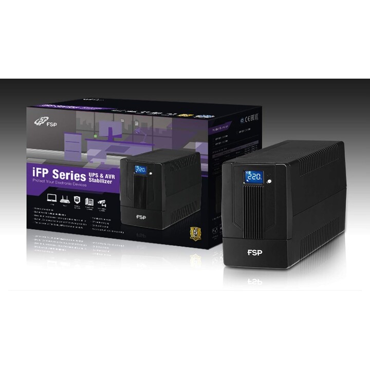 Onduleur tour interactif FSP iFP2000 2 000 VA 1 200 W 2 x SCHUKO 2 x IEC 2 x 12 V/9 AH LCD