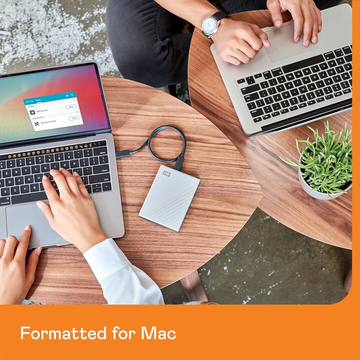 2,5" WD My Passport Ultra Mac 5TB Silber USB-C/USB3.0 HDD 6,4cm 2,5Zoll Metall-Finish RTL tragbar extern
