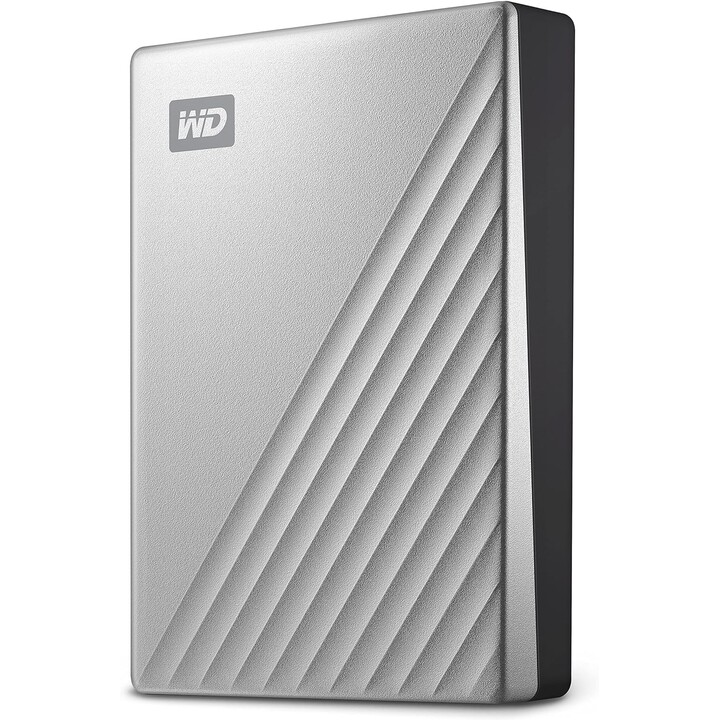 2,5" WD My Passport Ultra 4TB Silver USB-C/USB3.0 HDD 6,4cm 2,5Zoll Metal finish RTL portable extern