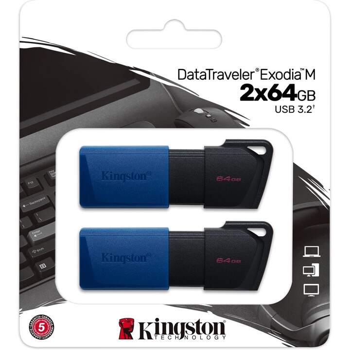 STICK 64GB USB 3.2 Kingston DataTraveler Exodia M 2er Pack Black/Blue
