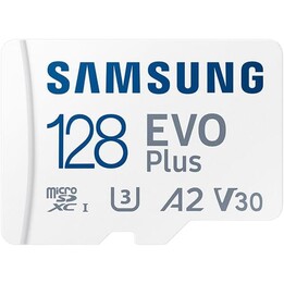 Samsung EVO Plus MicroSDXC 128 GB UHS-I U3 V30 Class 10 with Adapter