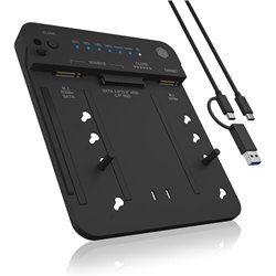 ICY BOX IB-2913MCL-C31 USB-C 3.2 Klon et station d&#39;accueil pour 2x M.2 NVMe/SATA SSD et 3,5"/2,5" HDD/SSD
