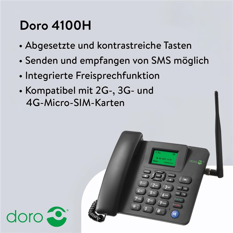 Doro 4100H GSM Tisch Teléfono negro