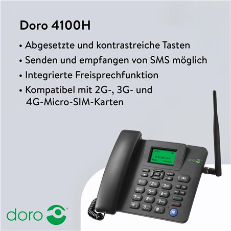 Doro 4100H GSM Tisch Teléfono negro