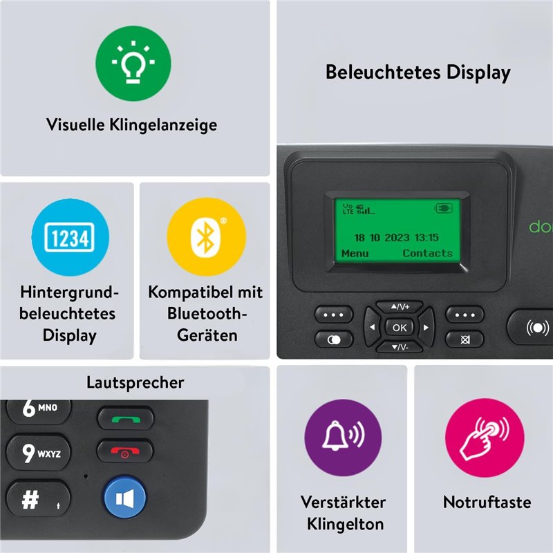 Doro 4100H GSM Tisch Teléfono negro