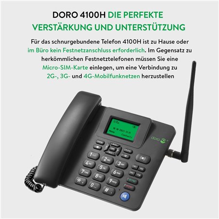 Doro 4100H GSM Tisch Teléfono negro