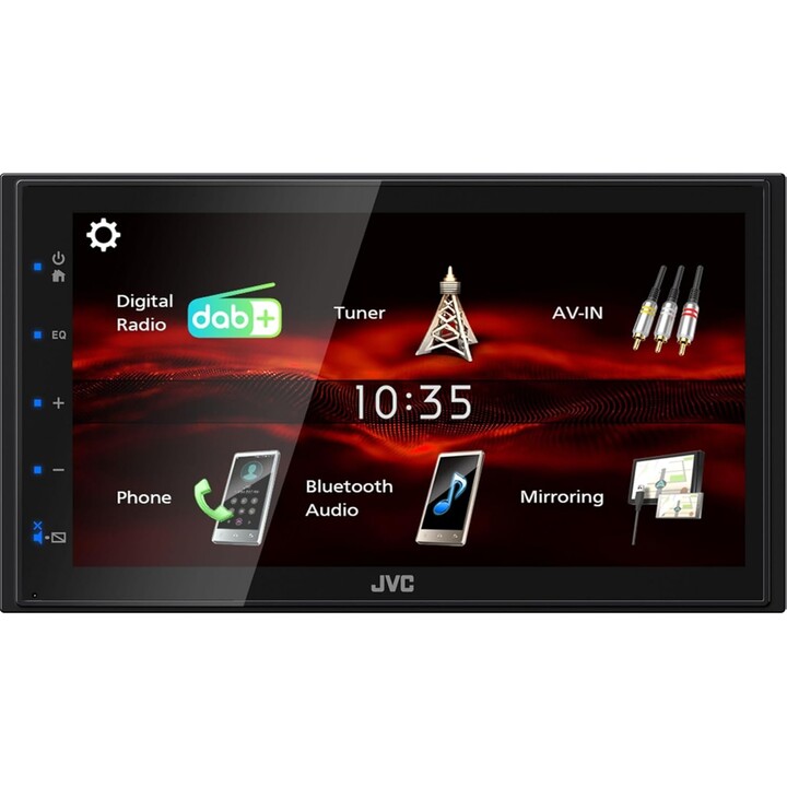 JVC KW-M180DBT 17.3cm 6.8" Receptor multimedia AV digital con inicio rápido y USB Android 4x45W, DSP, DAB+/FM, BT, 3 x 2V Prer