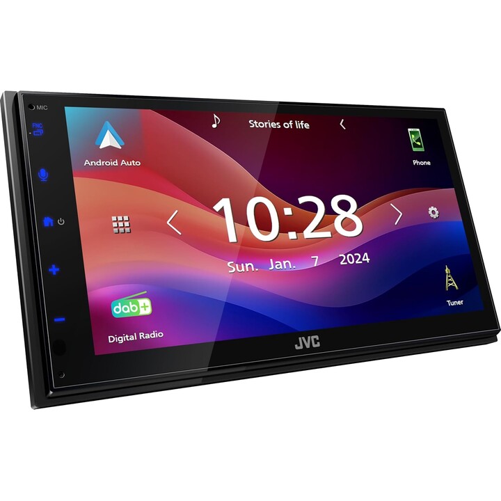 JVC KW-M595DBT 17,3 cm WSVGA 1024 x 600 px Moniceiver Dab+/FM, CarPlay, Android Auto, Apple & Android, USB, Bluetooth, painel Tá