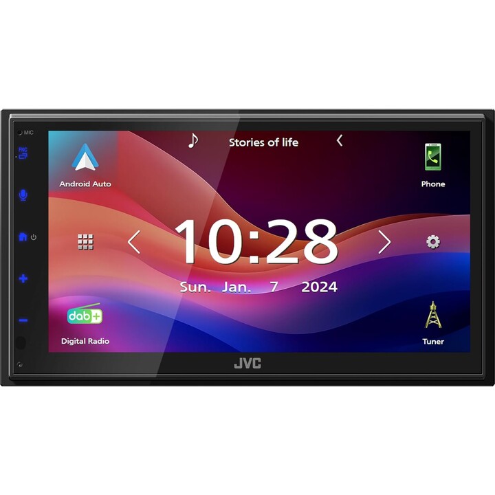 JVC KW-M595DBT 17,3 cm WSVGA 1024 x 600 px Moniceiver Dab+/FM, CarPlay, Android Auto, Apple & Android, USB, Bluetooth, painel Tá