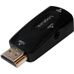 Adaptador HDMI Logilink A/M para VGA/F + 3,5 mm/W. 1080p. preto.