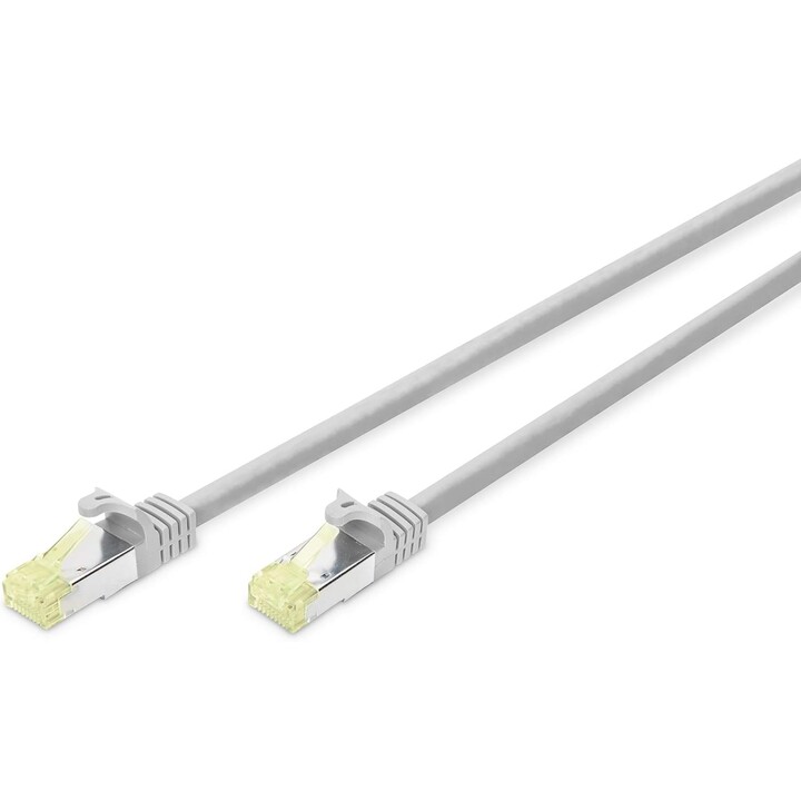 DIGITUS LAN Cable Cat 6A - 5m, RJ45 Network Cable - S/FTP Shielded, Gray