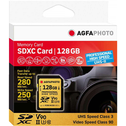 Carte Agfaphoto SDXC UHS II 128 Go Professionnel High Speed ​​U3 V90