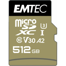 Tarjeta EMTEC M512GB UHS-I U3 V30 A2 Speedin Pro + Adaptador
