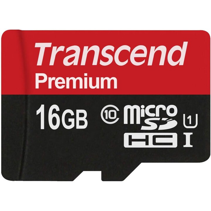 MicroSD Card 16GB Transcend SDHC UHS1 com adaptador