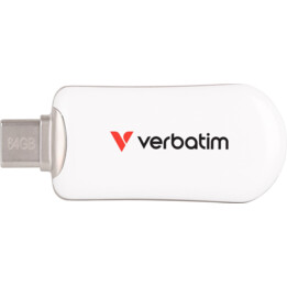 Unidad flash USB-C Verbatim Plectra blanca de 64GB STICK 30228