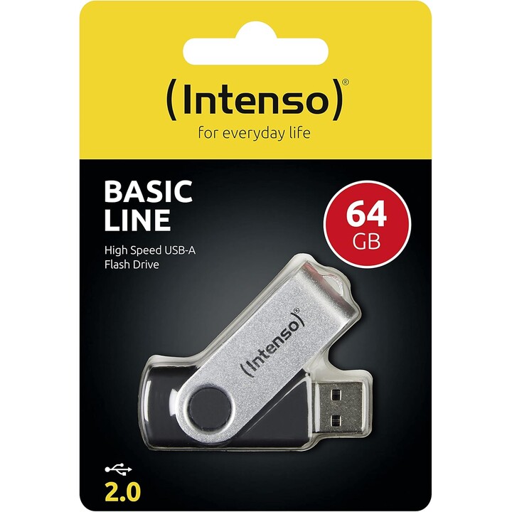 Intenso Basic Line 64GB USB 2.0 Pen Drive, Black