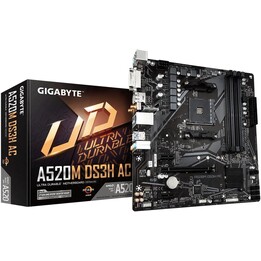 Gigabyte A520M DS3H AC, AMD Ryzen 5000 CPU de la serie, 5+3 Fases VRM, hasta 4733MHz DDR5 (OC), 1xpcie 3.0 m.2, GBE LAN, WiFi 5,