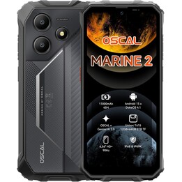 OSCAL Marine 2, 12(4+8)+64GB/2TB, Dual SIM, 11000mAh(18W), Android 15, Gemini AI,IP69K Protection, NFC,6.56 HD,90HZ, Black