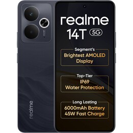Realme 14T 5G, 8+256GB, 5260 mAh Batería, Dimensidad 6300, IP69, 50MP, pantalla AMOLED de 120Hz, negro