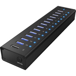 ICY BOX IB-AC6113 hub USB 3.0 de 13 puertos negro