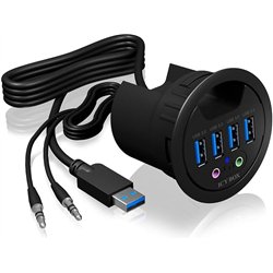 HUB Tisch-Hub 4x USB 3.0 Type-A avec entrée/sortie audio ICY BOX