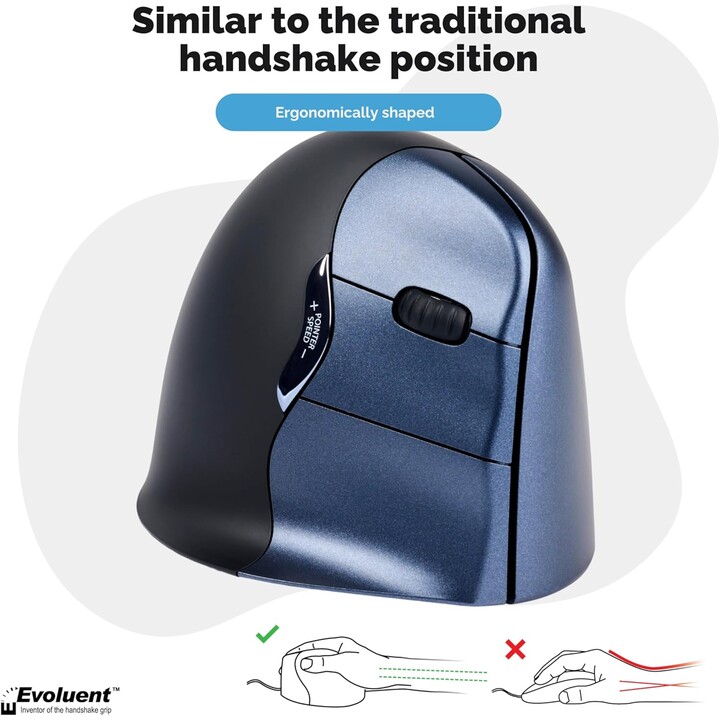 Mouse verticale Evoluent 4 wireless nero - argento