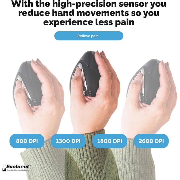 Mouse verticale Evoluent 4 wireless nero - argento