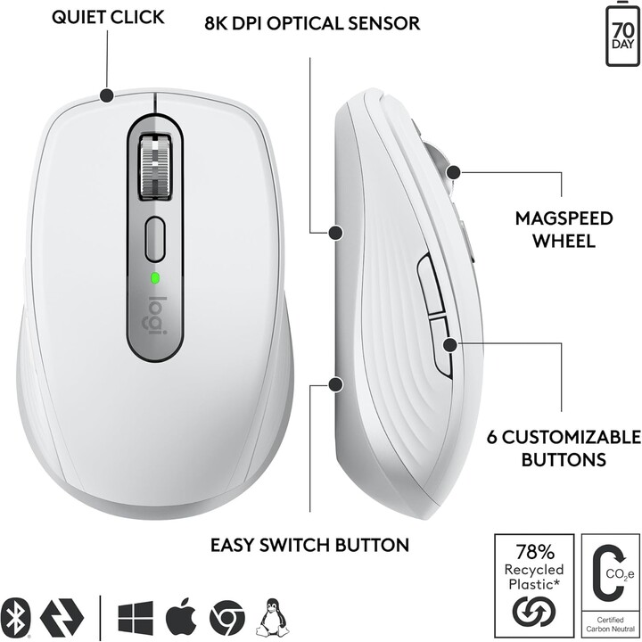 Logitech MX Anywhere 3S para Empresas - CINZA PÁLIDO - EMEA28-935