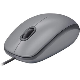 Logitech M110 Mouse USB con cable, botones silenciosos, cómodo diseño de uso completo, ambidiestro, gris