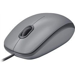 Souris USB filaire Logitech M110, boutons silencieux, confortable conception d'utilisation pleine grandeur, ambidextre, gris