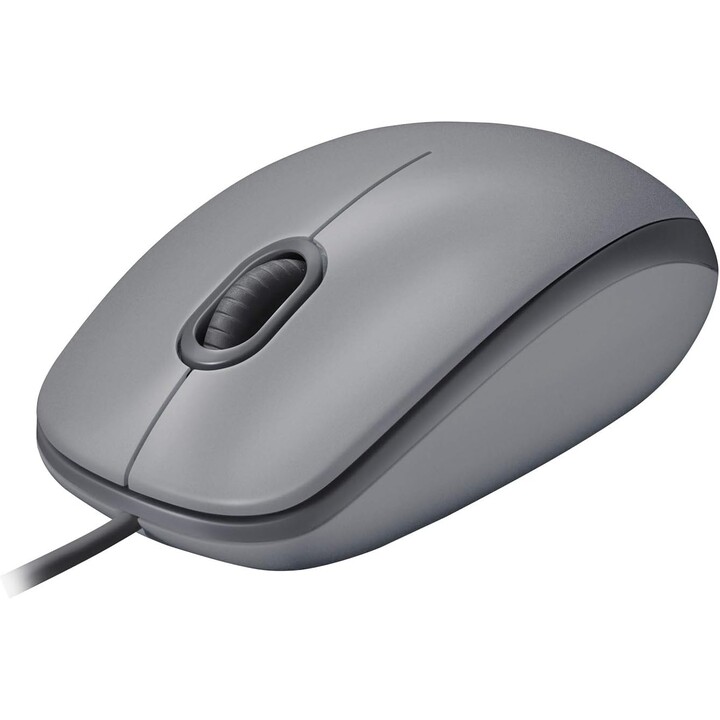 Logitech M110 Wired USB-Maus, stille Tasten, komfortable Full-Size-Design, Ambideextrous, Grau