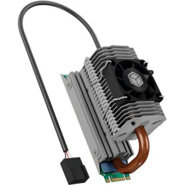 ICY BOX IB-M2HSF-705 M.2 Kühler mit Heatpipe und 30-mm-Lüfter, Aluminium, Silber