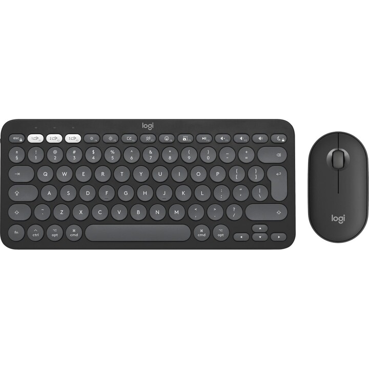 Logitech 920-012244 Universal RF Wireless + Bluetooth QWERTY Keyboard Mouse Included US International Graphite