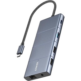Anker 565 USB-C Hub (11-in-1) 1 x 10Gbps USB-C 1 & USB-A 1 x HDMI 1 x DP 1 x 100W USB-C 1 x Ethernet 1 x AUX 1 x microSD gray