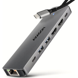I/O-HUB USB-C 7IN1 DUAL 4K/0,15M HMC-7HX2 AXAGON