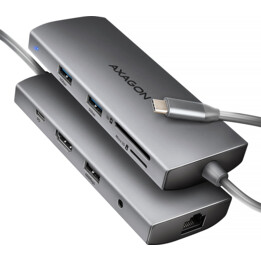 HUB E/S USB-C 9 EN 1 5 Gbit/s/0,2 Mbit/s HMC-8HLSA AXAGON