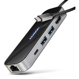 I/O-HUB USB-C 6IN1/GLAS 0,2M HMC-6GLN AXAGON