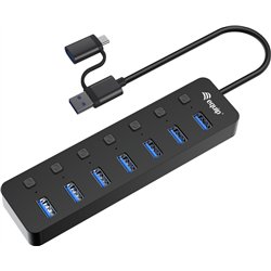 Equip USB-Hub 7-Port 3.2 --7x3.2 5Gbps m.Netzteil sw
