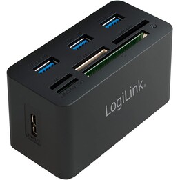 LogiLink CR0042 USB 3.0 HUB 3 portas 3x USB 3.0 multifuncional cartão de memória