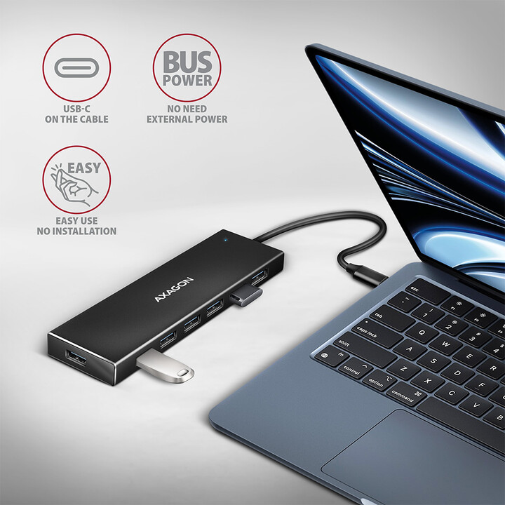 HUB DE E/S USB-C 7PORTAS PLANO/0,3M HUE-F7C AXAGON