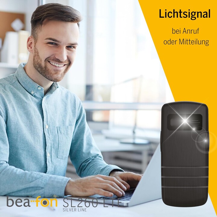 BEAFON SL260 LTE 4G Silverline, Botão de chamada SOS, Aparelho Auditivo Compatível, M4/T4, Sinal de Luz, Exibição de 5,58 cm, Pr