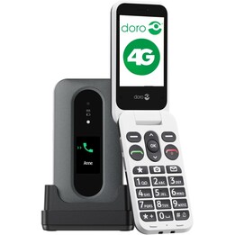 Doro Leva L30 4G, External Display, HD Audio Quality, Camera, SOS Button with GPS, Including Charging Station, White