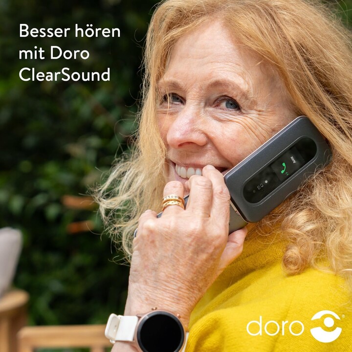 Doro Leva L30 4G, exibição externa, qualidade de áudio HD, câmera, botão SOS com GPS, incluindo estação de carregamento, branco