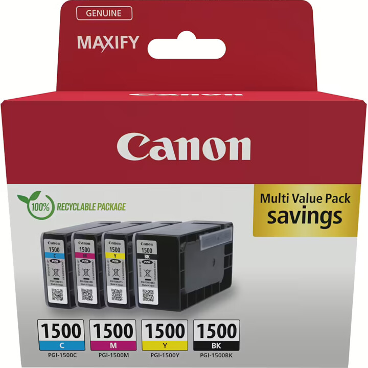 Canon Ink PGI-1500 9218B006 Multipack of 4 (BK/C/M/Y) Original