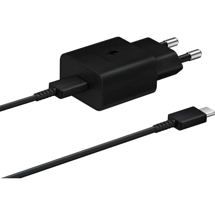 Samsung 15 W 2 A USB-C-Ladegerät + schwarzes USB-C-Kabel für zu Hause