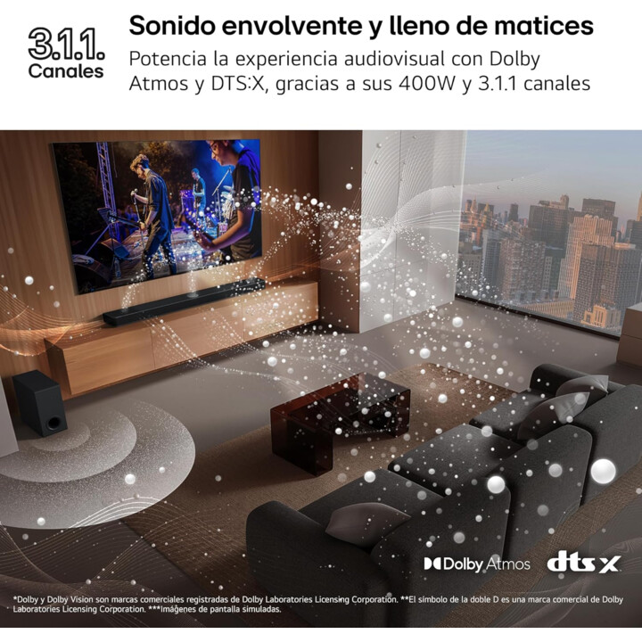 LG S70TY Smart Sound Bar, 400W, 3.1.1 Channels
