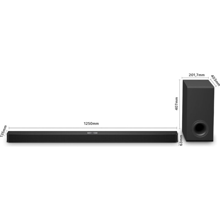 Barra de som para TV - LG S90TY, Bluetooth, 570W, 5.1.3 canais com subwoofer, Dolby Atmos, DTS: X, AI Pronto, Black