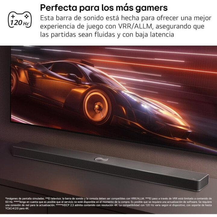 Soundbar pour TV - LG S90ty, Bluetooth, 570W, 5.1.3 Channels avec subwoofer, Dolby Atmos, DTS: X, Ai Ready, Black